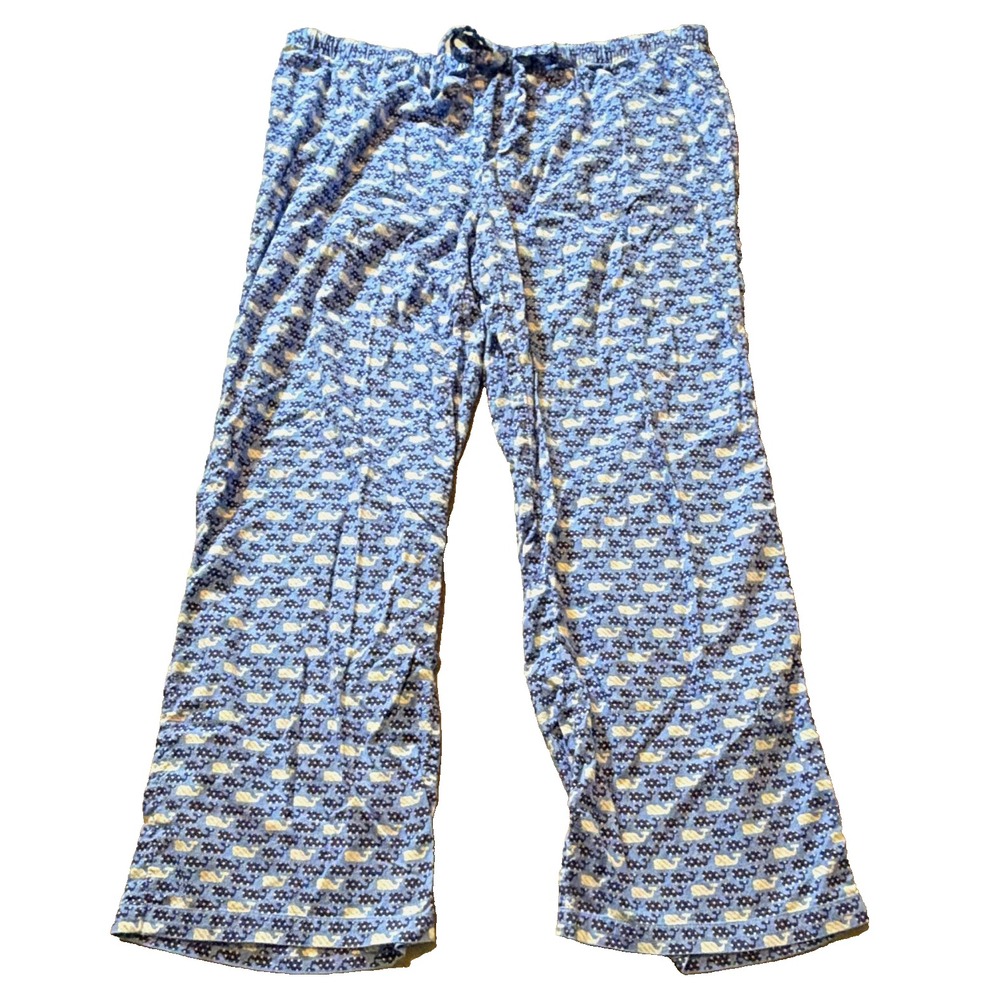 Vineyard Vines Men's XL Pajama Pants Blue/White Whale Graphic Print Cotton